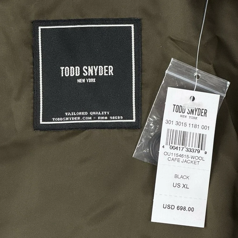 Todd Snyder Italian Wool Cashmere Cafe Jacket Men's XL Black Quiet Luxury $698 - Picture 4 of 14
